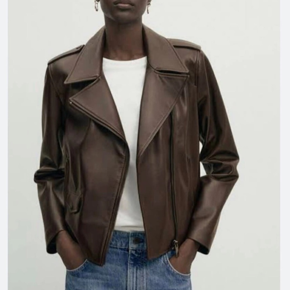 Massimo Dutti Leather Biker Jacket